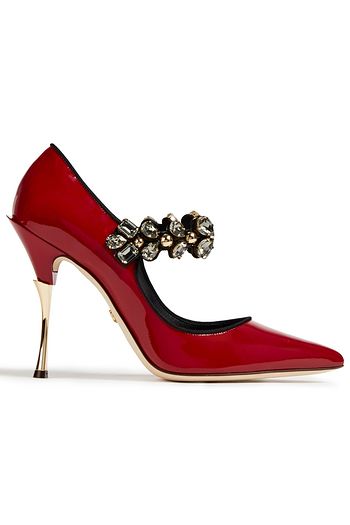 DOLCE & GABBANA Mary-Jane-Pumps aus Lackleder mit Kristallverzierung
