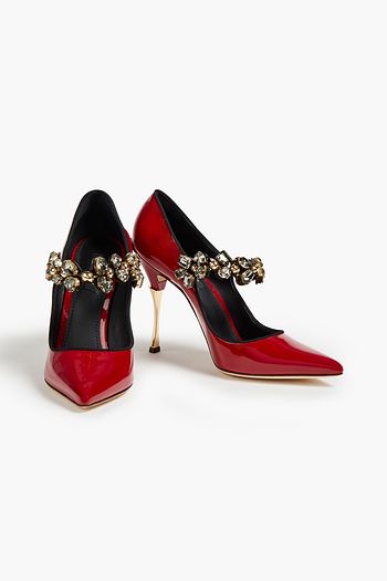 DOLCE & GABBANA Mary-Jane-Pumps aus Lackleder mit Kristallverzierung