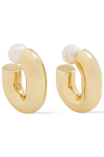 CORNELIA WEBB 24-karat gold-plated freshwater pearl hoop earrings