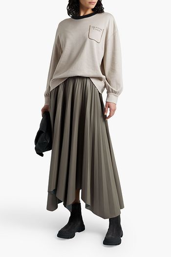BRUNELLO CUCINELLI Bead-embellished printed cotton-blend sweatshirt