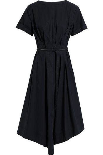 BRUNELLO CUCINELLI Asymmetric belted pleated cotton-poplin midi dress