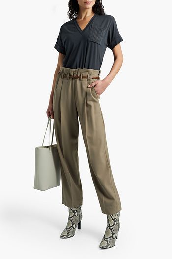 BRUNELLO CUCINELLI Bead-embellished stretch-cotton jersey T-shirt