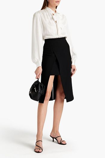 MAJE Pussy-bow jacquard blouse