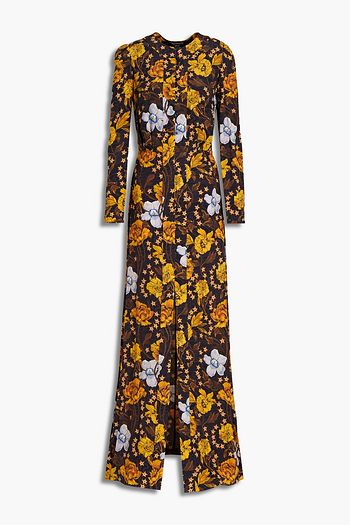 TEMPERLEY LONDON Gathered printed crepe maxi dress