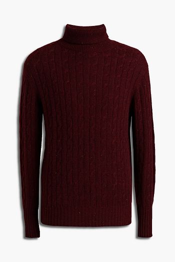 N.PEAL Donegal cable-knit cashmere turtleneck sweater