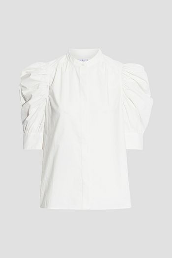 FRAME Gillian B gathered organic cotton-poplin blouse