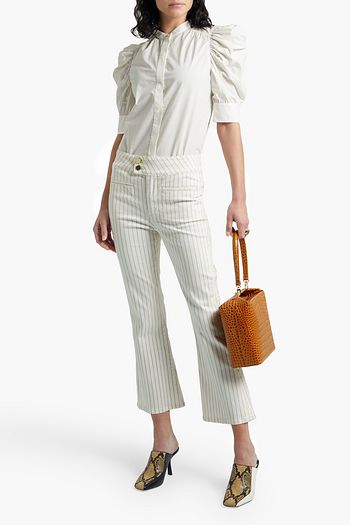 FRAME Gillian B gathered organic cotton-poplin blouse