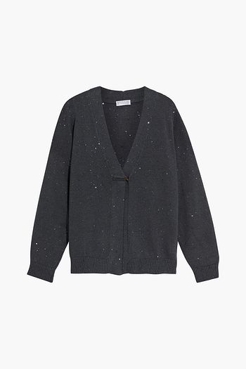 BRUNELLO CUCINELLI Embellished cotton, linen and silk-blend cardigan