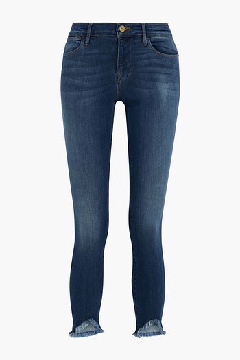 FRAME Le High Skinny cropped frayed mid-rise skinny jeans