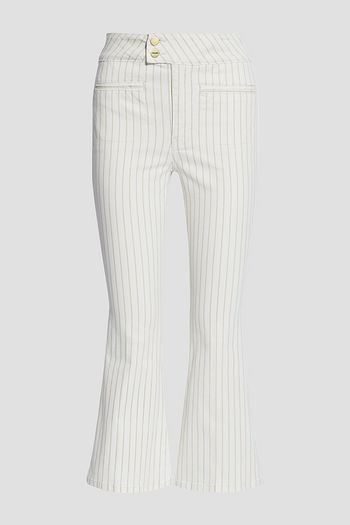 FRAME Le Hardy pinstriped high-rise kick-flare jeans