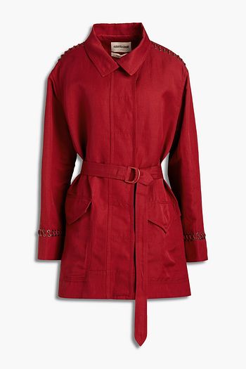 ROBERTO CAVALLI Belted linen-blend parka