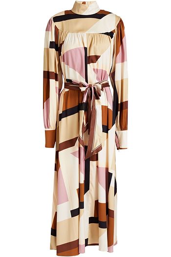 ZIMMERMANN Gerafftes Midikleid aus Twill aus einer Seidenmischung mit Print
