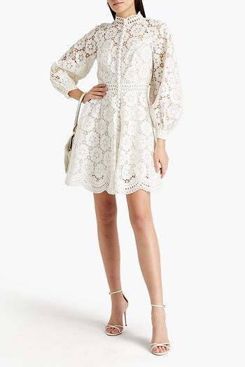 ZIMMERMANN Linen and cotton-blend guipure lace mini dress