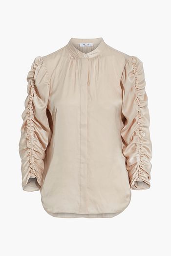 FRAME Alexandra ruched satin blouse