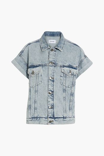 FRAME Stagger oversized acid-wash denim vest