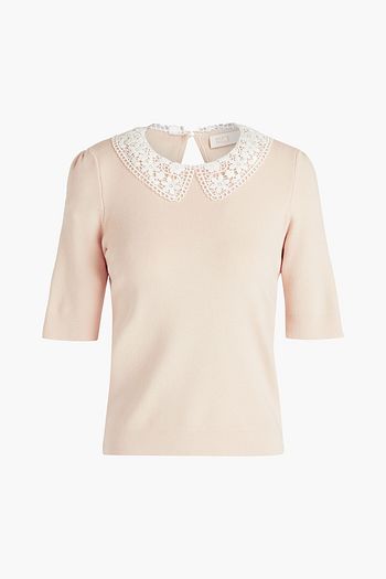 MAJE Marinette lace-trimmed wool-blend top