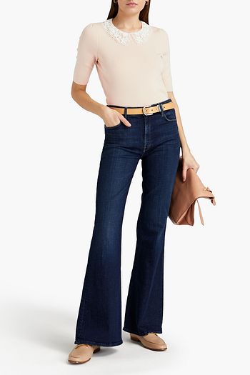 MAJE Marinette lace-trimmed wool-blend top