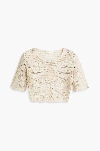 MAJE Leona cropped crocheted lace top