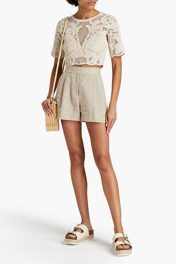 MAJE Leona cropped crocheted lace top