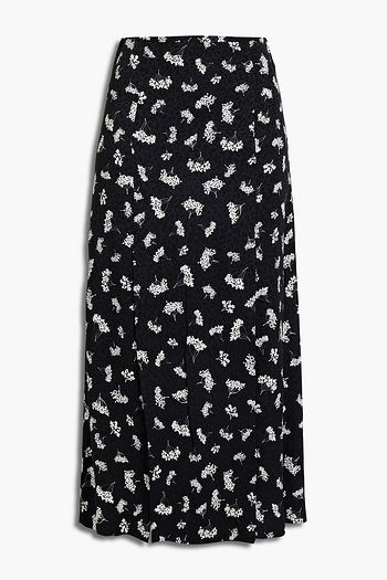 MAJE Jiseille floral-print cupro-blend jacquard midi skirt
