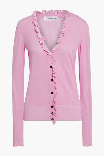 VICTORIA BECKHAM Ruffle-trimmed knitted cardigan