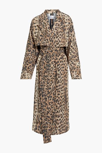 VICTORIA BECKHAM Trenchcoat aus Shell mit Leopardenprint und Gürtel