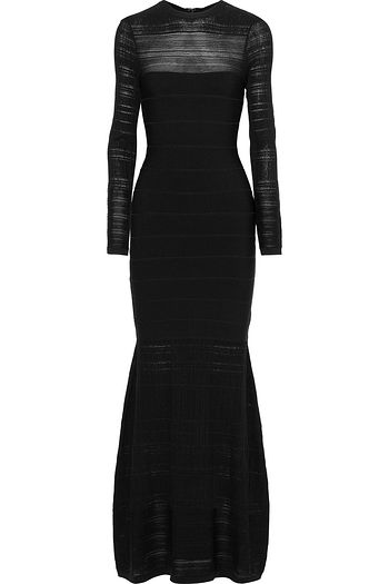 HERVÉ LÉGER Crochet knit-paneled bandage gown
