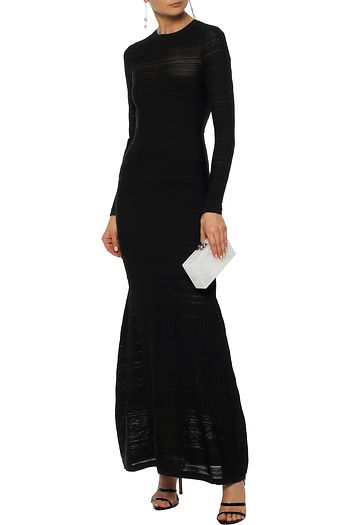 HERVÉ LÉGER Crochet knit-paneled bandage gown