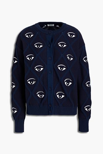 KENZO Embellished cable-knit cotton cardigan