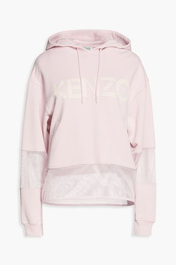 KENZO Mesh-paneled printed French cotton-terry hoodie