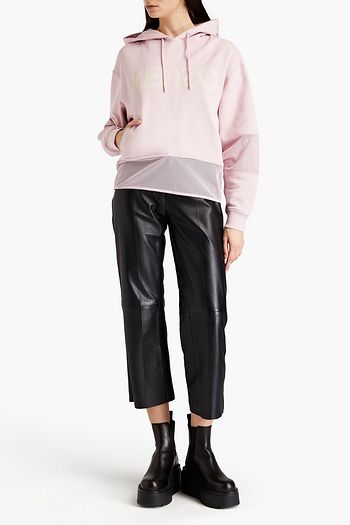 KENZO Mesh-paneled printed French cotton-terry hoodie