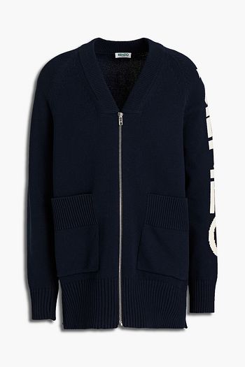 KENZO Intarsia-trimmed cotton-blend cardigan