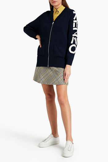 KENZO Intarsia-trimmed cotton-blend cardigan