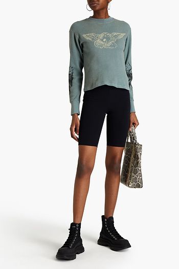 YEEZY Printed waffle-knit cotton top