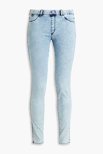 LOVE MOSCHINO Printed faded low-rise skinny jeans