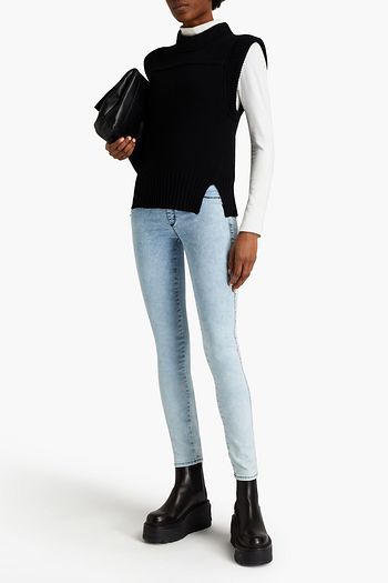 LOVE MOSCHINO Printed faded low-rise skinny jeans