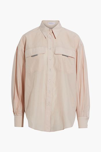 BRUNELLO CUCINELLI Bead-embellished cotton and silk-blend shirt