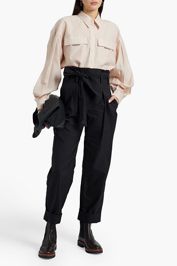 BRUNELLO CUCINELLI Bead-embellished cotton and silk-blend shirt