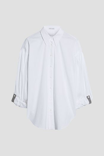 BRUNELLO CUCINELLI Bead-embellished cotton-blend poplin shirt