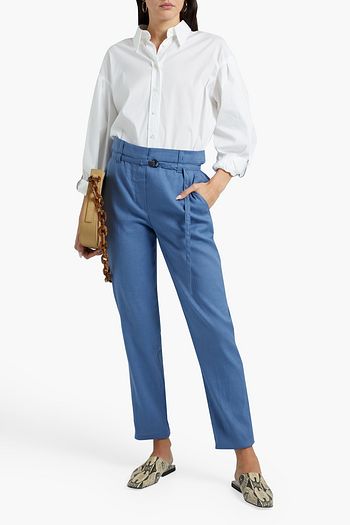 BRUNELLO CUCINELLI Bead-embellished cotton-blend poplin shirt