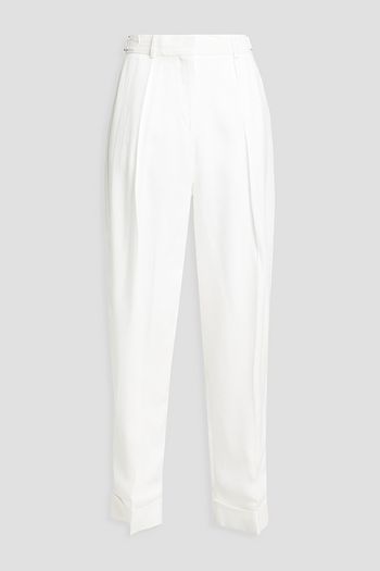 VICTORIA, VICTORIA BECKHAM Pleated slub woven tapered pants