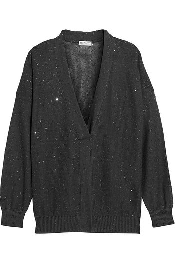 BRUNELLO CUCINELLI Embellished linen and silk-blend cardigan