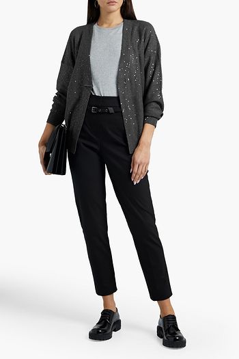BRUNELLO CUCINELLI Embellished linen and silk-blend cardigan