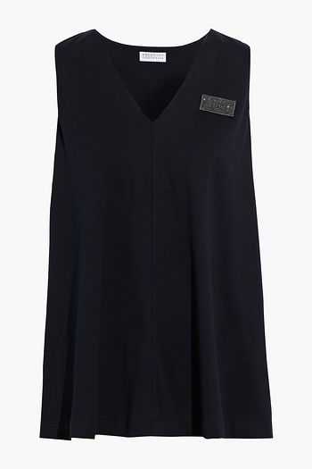 BRUNELLO CUCINELLI Appliquéd cotton-jersey tank