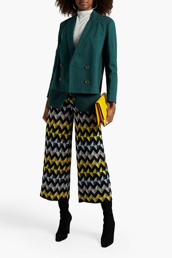 M MISSONI Cropped jacquard-knit cotton-blend wide-leg pants