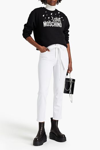 LOVE MOSCHINO Printed French cotton-terry sweatshirt