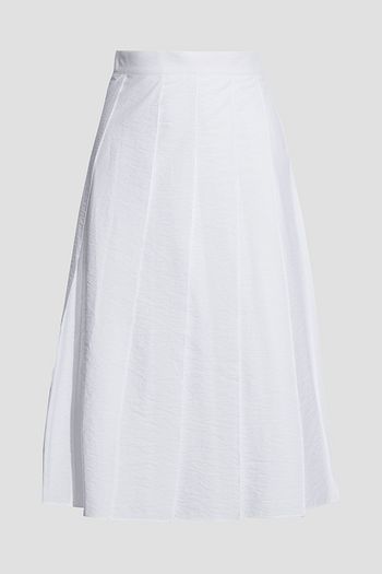 BRUNELLO CUCINELLI Pleated crinkled cotton-blend poplin skirt