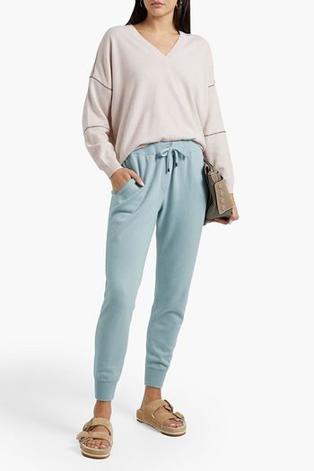 BRUNELLO CUCINELLI Bead-embellished wool, cashmere and silk-blend sweater