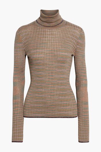 M MISSONI Metallic-trimmed crochet-knit turtleneck sweater
