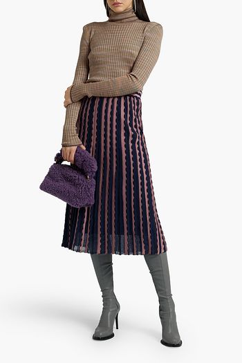 M MISSONI Metallic-trimmed crochet-knit turtleneck sweater